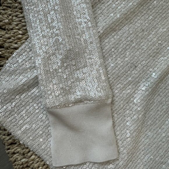ALLSAINTS Juela Women's White Sequined Stretch Sweater Lined, XS - Picture 5 of 11